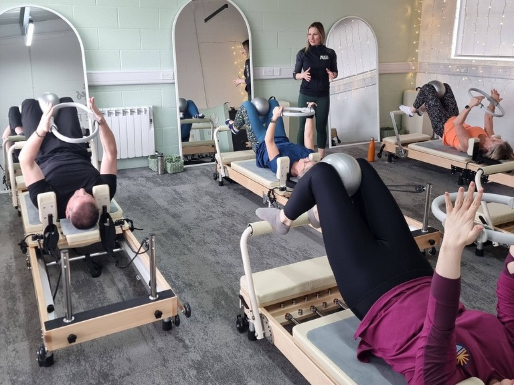 Reformer Pilates class at our studio in Gloucester, Waterwells